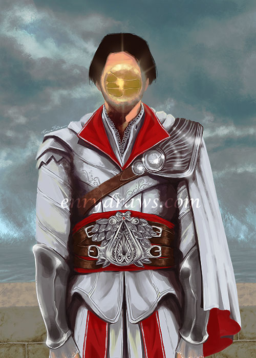 Ezio Auditore in a reimagining of the famous painting by Magritte